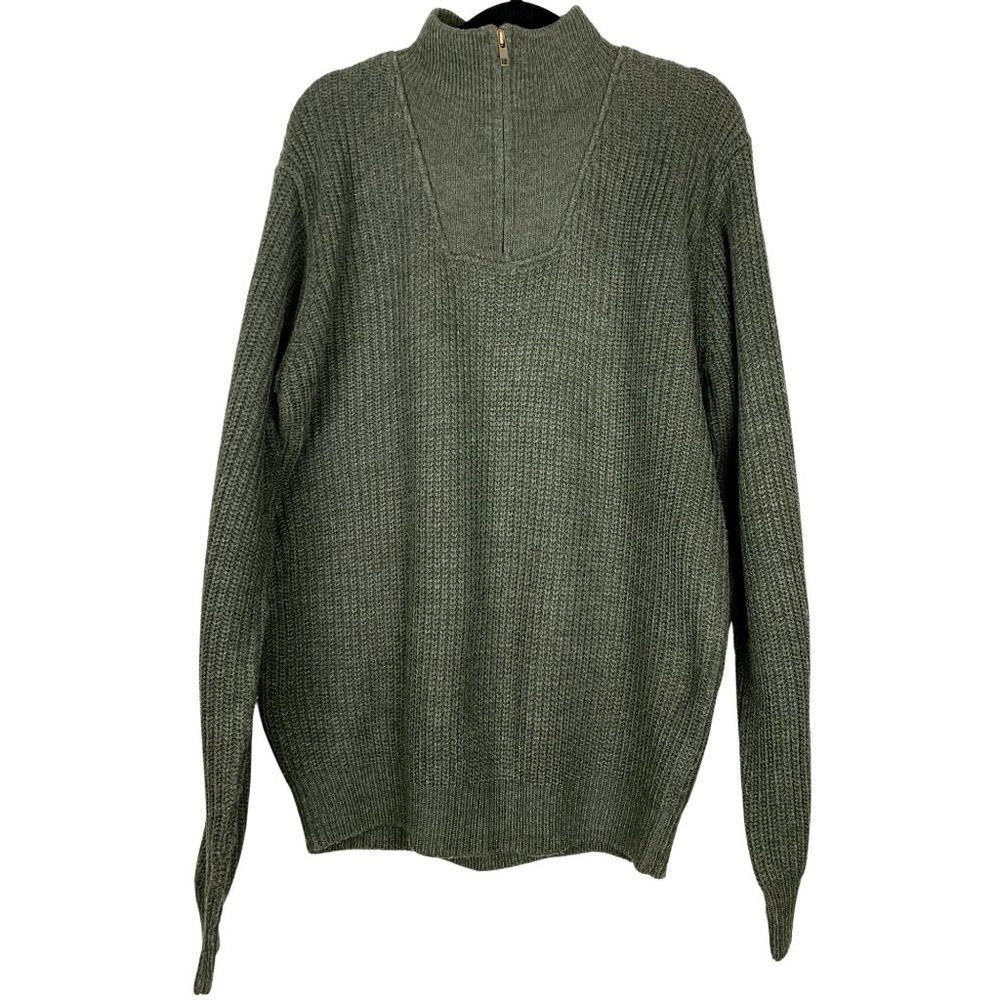2/$25 - HAGGAR Gray Knit Chunky Collar Zip Sweater